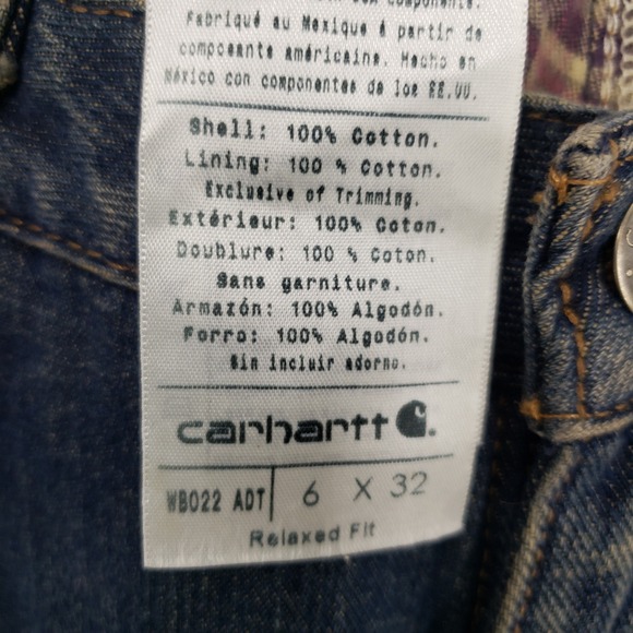 Carhartt Relaxed Fit Straight Leg Jeans Womens Size 6 Flannel Lined Dark Wash - Picture 9 of 9